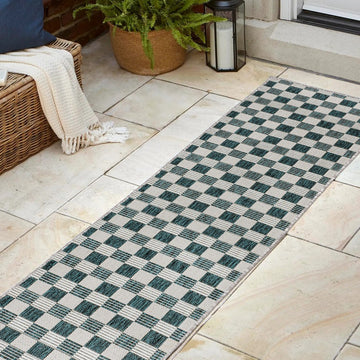 Aimee Traditional Cottage Checkerboard Indoor/Outdoor Area Rug